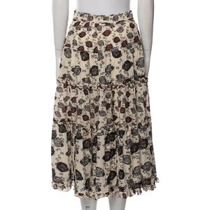 Ulla Johnson Tulia Cream Floral Midi Skirt Size 2